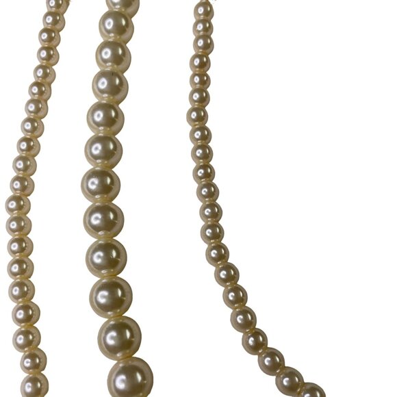 Vintage Faux Pearl Triple Strand Necklace Jewelry u - Picture 3 of 5